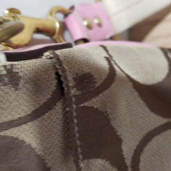 Coach Leather Bag - Crossbody - Brown, Tan Canvas & Pink  #A0867-41207 7.5"x8.5" - Picture 7 of 13